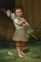 Ragazza con un ramo di malva